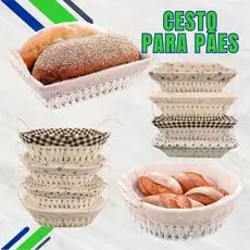 Cesto de Pão para Pães Bolos Organizador com Forro Estampados Multiuso