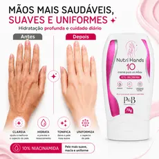 Creme Clareador Antienvelhecimento Para As Mãos Nutri Hands Com Niacinamida 10% Renovacao Celular Colageno Karite 70g