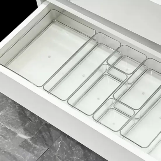Kit 7 Organizadores Multiuso para Gavetas, Armários, Geladeiras Potes em Acrílico