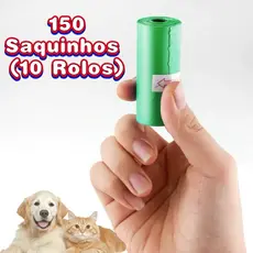 Kit Econômico Refil Cata Caca Pet – 150 Saquinhos Resistentes em 10 Rolos | Cores Variadas