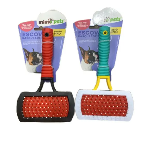 Rasqueadeira com Escova Luxo Pet para Cães e Gatos 17x10x5,5cm - Cores Sortidas