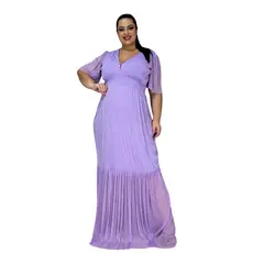 Vestido Feminino  Festa Plus Size Longo Tule Brilho Madrinha Oferta G1 G2 G3