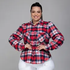 Camisa Camisete Flanelada Feminino Xadrez Manga Longa Plus Size G1 G2 G3