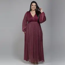Vestido Lia Benta Plus Size Manga Longa Festa Madrinha Fluid
