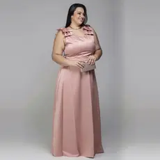 Vestido Festa Plus Size Longo Crepe Madrinha 2 Laços Elegante Removivel
