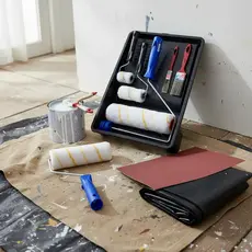 Kit Pintura De Parede Rolo Lã Lixa E Pincel Lona Com 13 Pçs