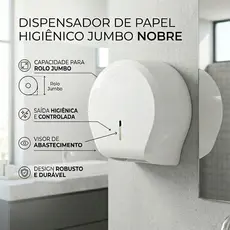 Dispenser para Papel Higiênico Rolo Jumbo 🧻 | Até 500m Suporte de Parede para Banheiro Branco Nobre