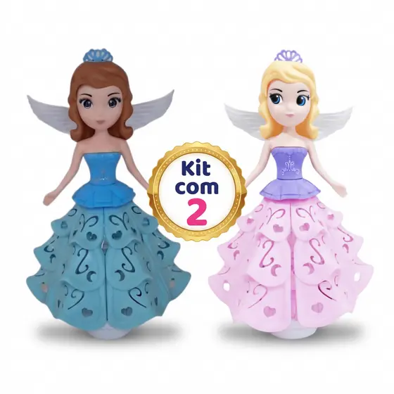 Boneca Princesa Dançarina Com Música E Led - Gira 360° e Anda