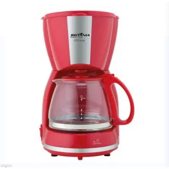 Cafeteira Britânia CP15 Vidro Vermelha com Inox