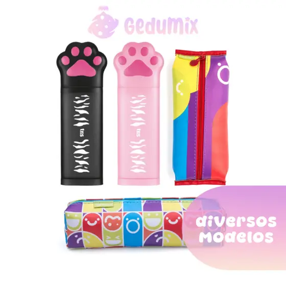 Estojo Escolar Tubo Retangular PetCase Leo&Leo PETCASE Tris Gatinho