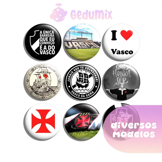 KITs Bottons Broches Time Vasco
