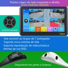 Dajea {Tela sensível ao toque de 7 polegadas controlada remotamente + 2 câmeras de lente dupla} Sensores de ponto cego à
