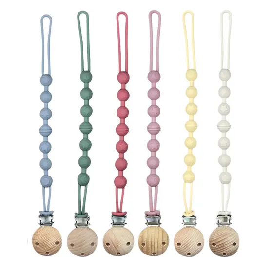 Prendedor de Chupeta em Bambu Bola Silicone