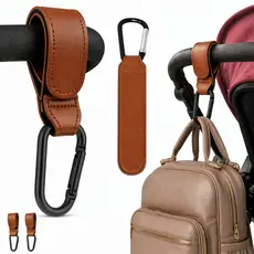 2 Gancho Pendurar Bolsa Carrinho De Bebê Clip Mosquetão Couro