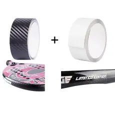 Fita protetora raquete de beach tennis Transparente e Carbon - Kit 2un de 5 metros