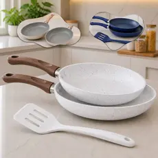 Kit 2 Frigideiras Antiaderente Cerâmica + Espátula Indução Fogão Cooktop