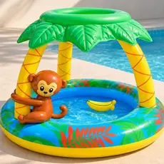 Piscina Inflável Infantil Diversão Coberta Macaquinho 53 Litros Praia E Verão Cor Multicolor