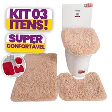 Kit Tapetes para Banheiro 3 Peças Antiderrapante – Macio, Confortável e Absorvente