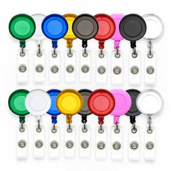 Porta Cracha Retrátil Roller Clip Diversas Cores