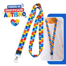 Cordão TEA Identificação Autista Quebra Cabeça Símbolo Autismo - Com Mosquete