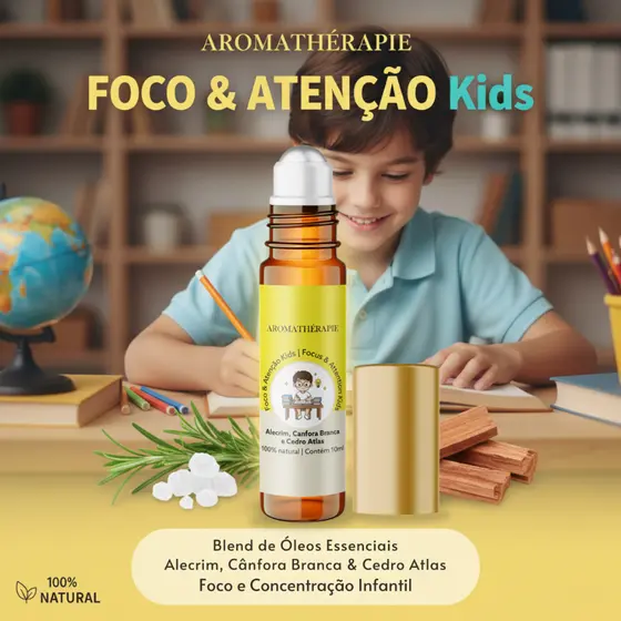 Aromaterapia Infantil Foco Kids Natural Blend Óleos Essenciais Roll-On