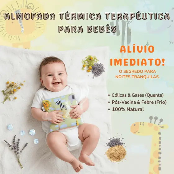 Almofada Anti Cólica Bolsa Térmica de Ervas Sementes para bebê Antialérgico Reutilizável