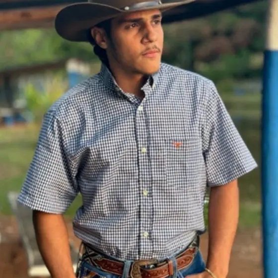 Camisa Xadrez Country Gola Americana Manga Curta Envio Imediato