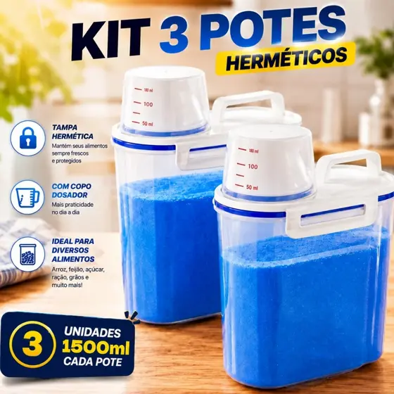 Potes Dispenser Lavanderia Porta Sabão Amaciante Condimentos Cozinha 1.5 Litros Com Bico Dosador