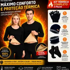 Super Conjunto de Frio Segunda Pele Térmico Blusa Calça Touca Cachecol Luva Touca Inverno