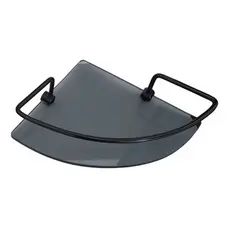 Porta Shampoo de Canto Preto Com Vidro Fumê