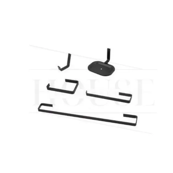 Kit Acessórios Quadra Para Banheiro Quadrado 5 Peças preto