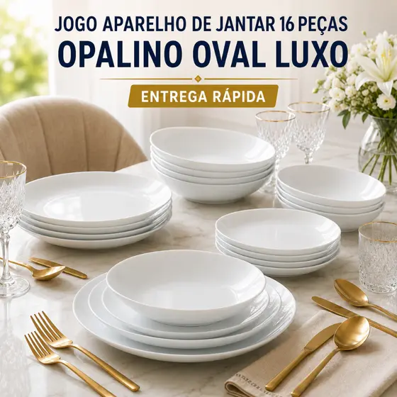 Aparelho Jogo Kit De Jantar 16 Peças Opalino Branco Pratos E Bowl Mesa Moderno Côncavo