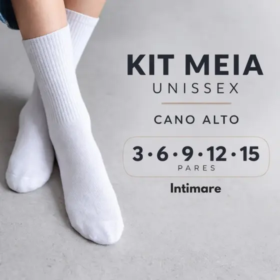 Kit Meia Cano Longo Masculino e Feminino