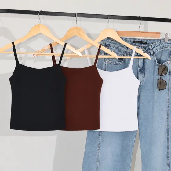 Kit 3 Cropped Feminino Regata Alcinha Suplex Premium Forro Duplo Sem Transparência Casual Verão