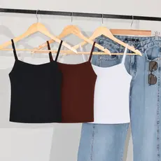 Kit 3 Cropped Feminino Regata Alcinha Suplex Premium Forro Duplo Sem Transparência Casual Verão