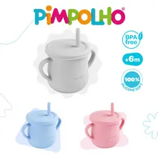 Copo de Silicone Soft com Tampa e Canudo 150ml Pimpolho