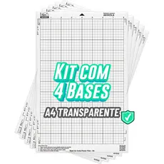 Kit 4 Base de Corte A4 Retrato - Transparente Compativel Silhouette Portrait e Cameo - Com Cola