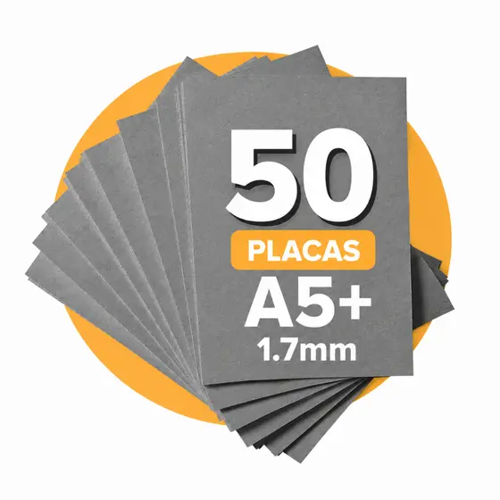 50 Cartao Holler A5+ Cinza Agenda 1.7mm Encadernação 15,5x21,5cm Papelão