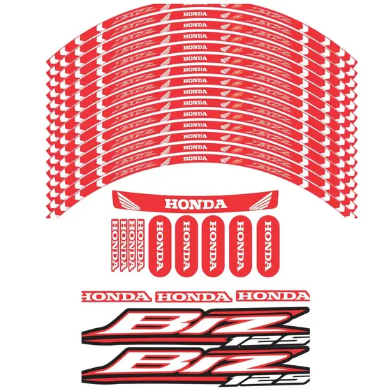 kit de Adesivos Honda Biz Completo tanq e Roda Vermelho + Brinde