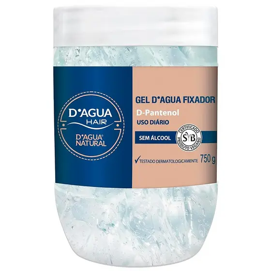 Gel Fixador Dagua Natural Hair 750g com Provitamina B5 D-Pantenol Sem Álcool Uso Diário
