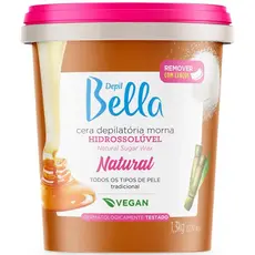 Depil Bella Cera Depilatória Hidrossolúvel Ação Refrescante Vegano 1,3Kg Natural