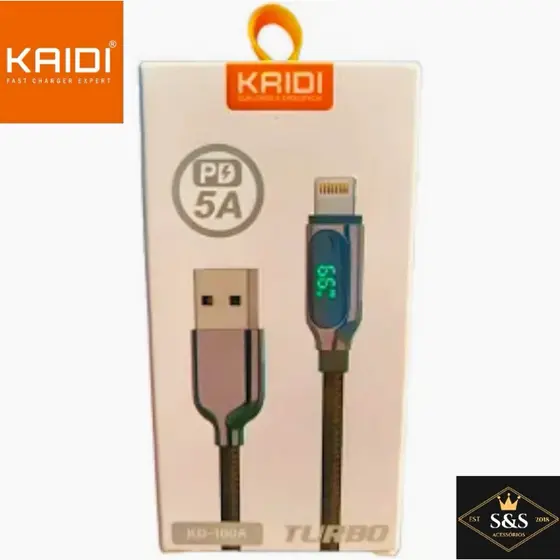 Cabos de dados e carga turbo 5.0A, USB / Lightning ou Tipo C ou Micro USB Kaidi Brasil 100% Original