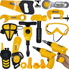 Kit Engenheiro Infantil Ferramentas de Brinquedo Mini Construtor Menino Menina Faz de Conta 16 peças