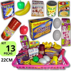 Kit Brinquedos Infantil Menina Menino 13 Peças Comidinha Brinquedo Mercadinho Cozinha Infantil Rosa