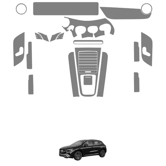 Película PPF Proteção Kit Interior Completo Mercedes GLA 200 Progressive 2024 2025 2026 Transparente Anti Risco