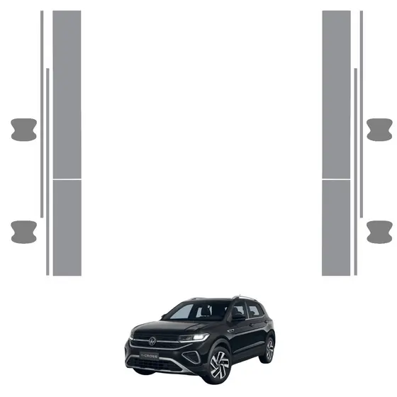 Película PPF Proteção Kit Portas Volkswagen T-Cross Confortline 2025 Transparente TPU Anti Risco