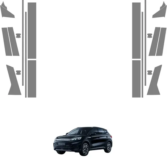 Película PPF Proteção Kit Soleiras Conchas Quinas Portas BYD Yuan Plus 2024 2025 Transparente TPU