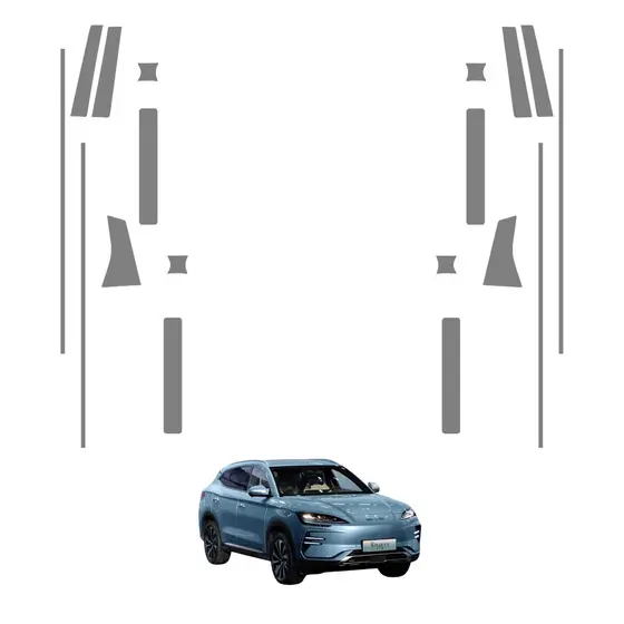 Película PPF Proteção Kit Soleiras Colunas Conchas Quinas BYD Song Plus Premium 2025 Transparente TPU