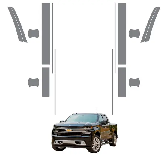 Película PPF Proteção Kit Soleiras Quinas Conchas Colunas Chevrolet Silverado 2023 2024 2025 2026 TPU Anti Risco
