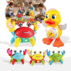 Kit Pato Dançante E Caranguejo Fujão Brinquedos Com Som Musica Luz Led Infantil Educativo Eletrônico